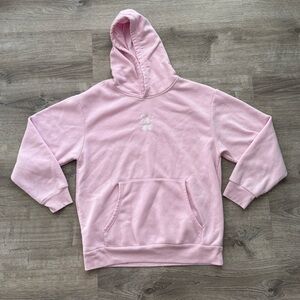 Pink Hoodie with Embroidered Cherry and Bow